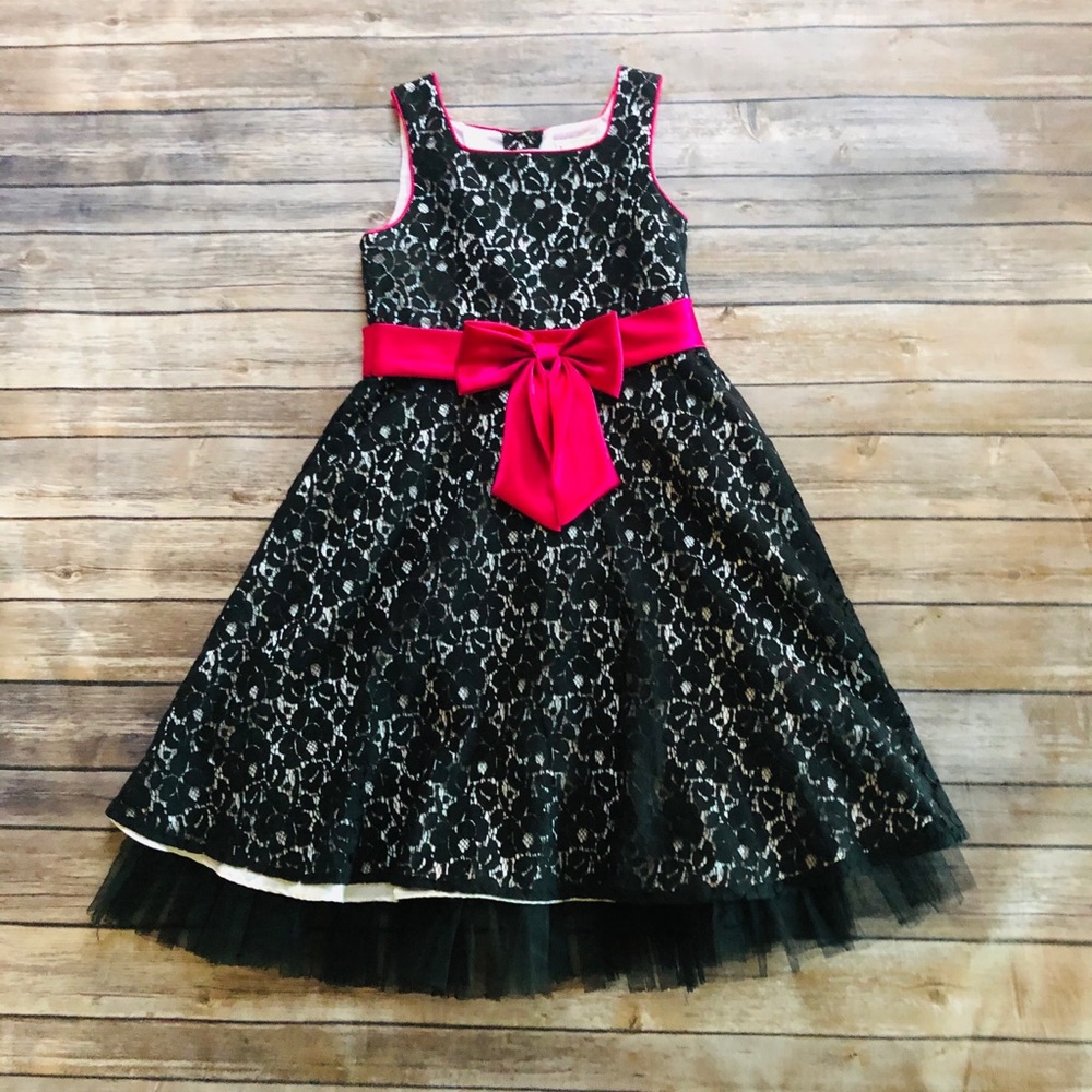 Girls black/white/pink party dress! Size 10